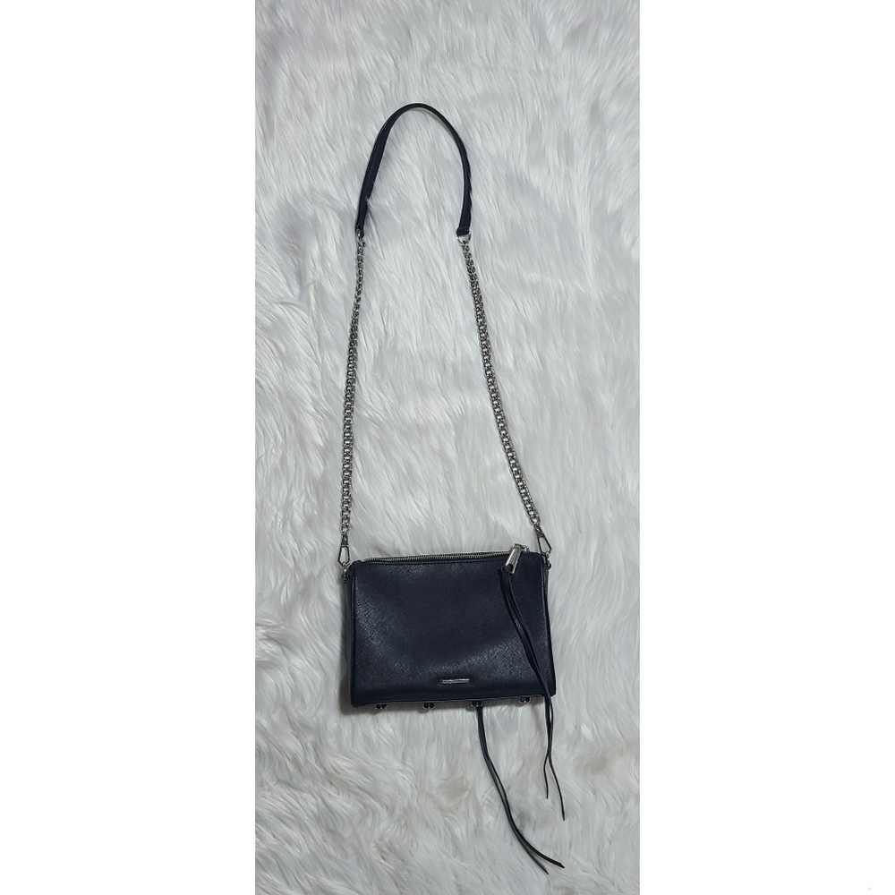 Rebecca Minkoff|Saffiano Black Leather Crossbody Bag